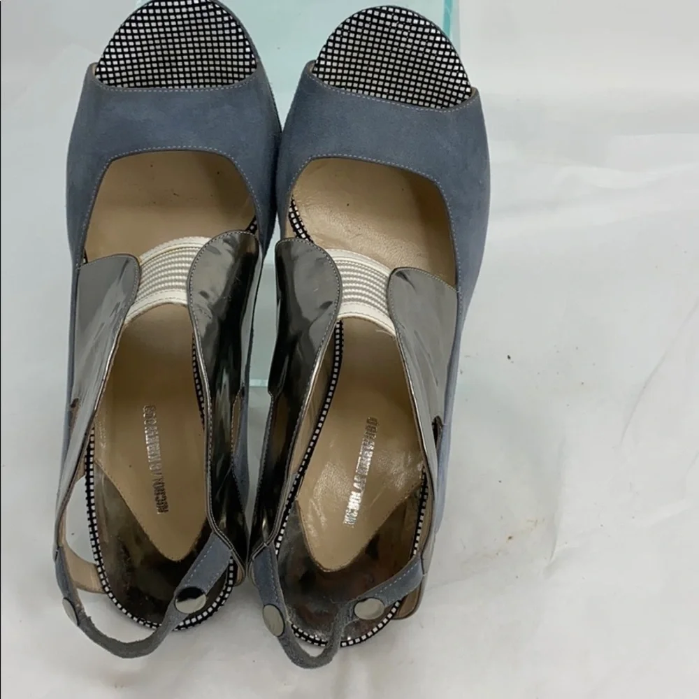 Nicholas Kirkwood 38.5 Gray Silver Suede Heels